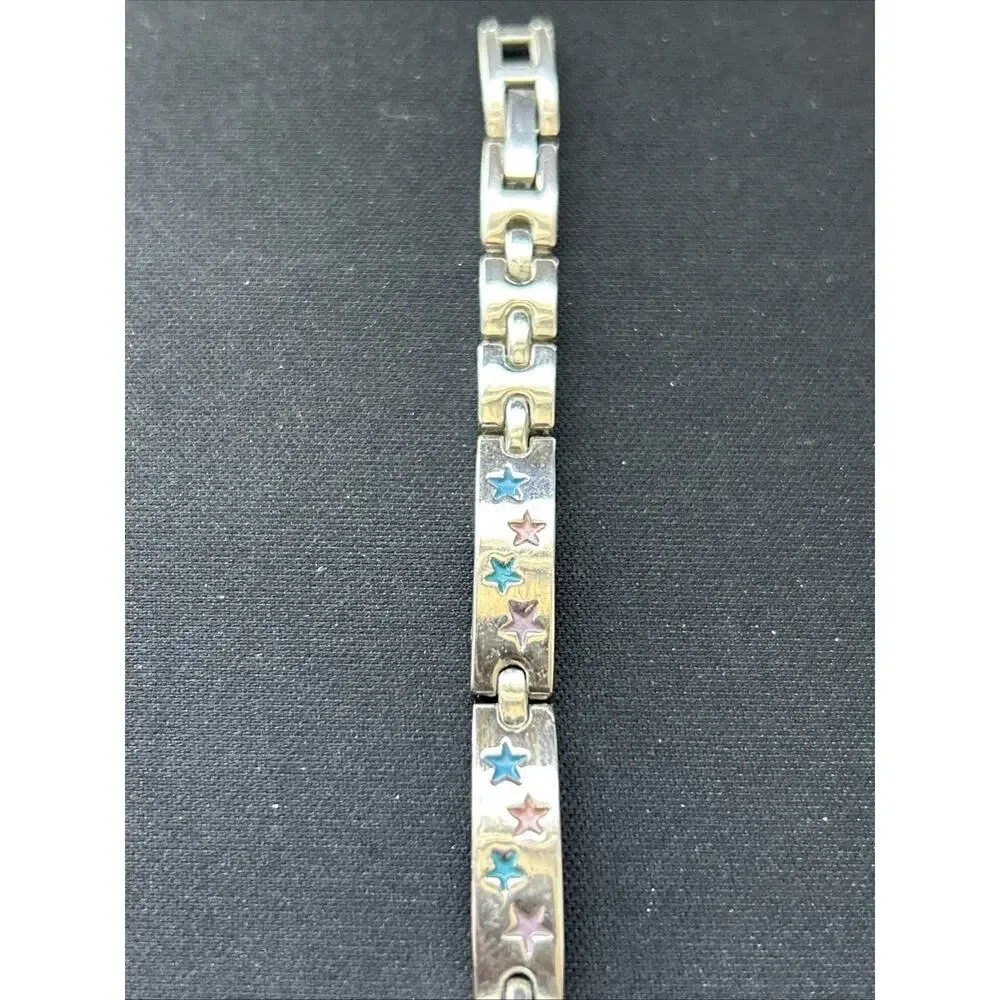 Silver Tone Multicolored Star Band Women’s Quartz Watch